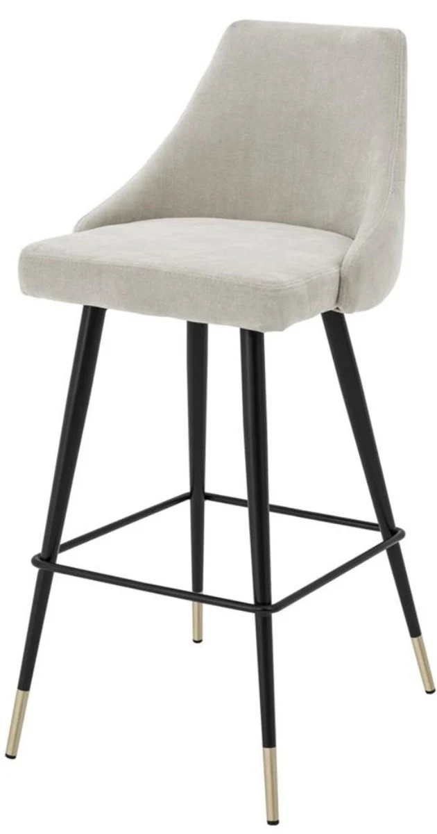 Casa Padrino Luxus Barstuhl Sandfarben / Schwarz 47 x 52 x H. 101 cm - Edles Design für exklusive Räume