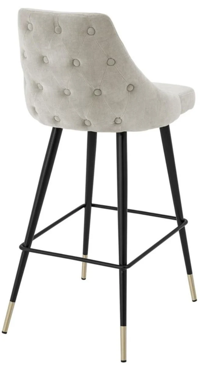 Casa Padrino Luxus Barstuhl Sandfarben / Schwarz 47 x 52 x H. 101 cm - Edles Design für exklusive Räume