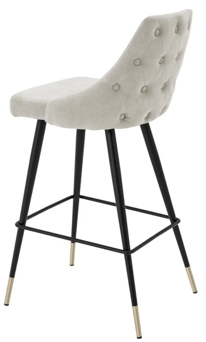 Casa Padrino Luxus Barstuhl Sandfarben / Schwarz 47 x 52 x H. 101 cm - Edles Design für exklusive Räume