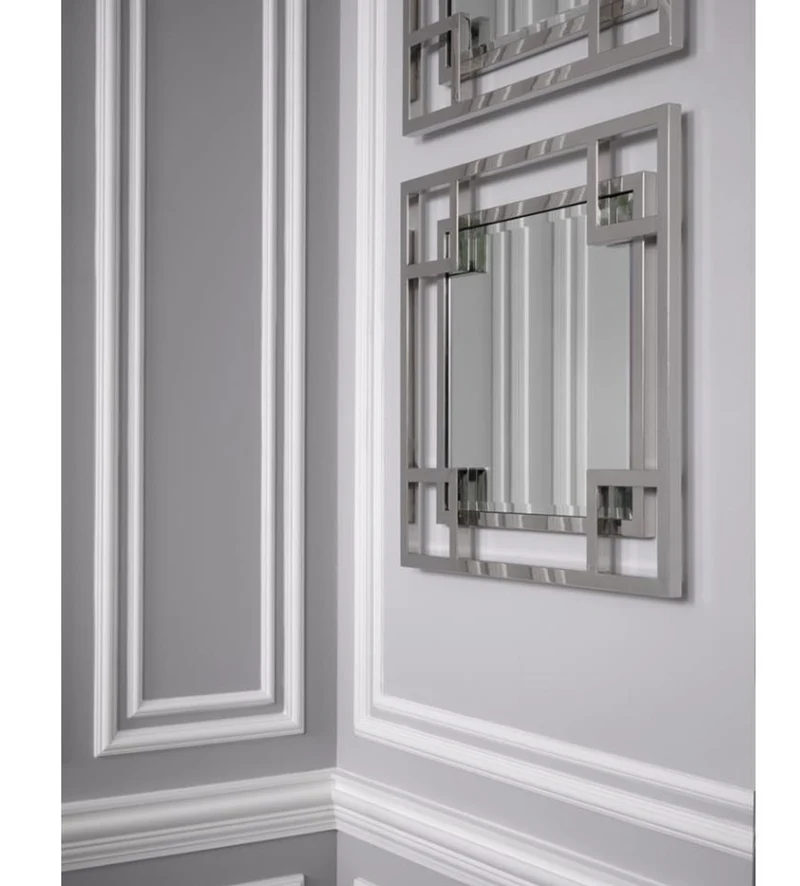Casa Padrino Designer Wandspiegel Silber 90 x H. 90 cm - Luxus Spiegel
