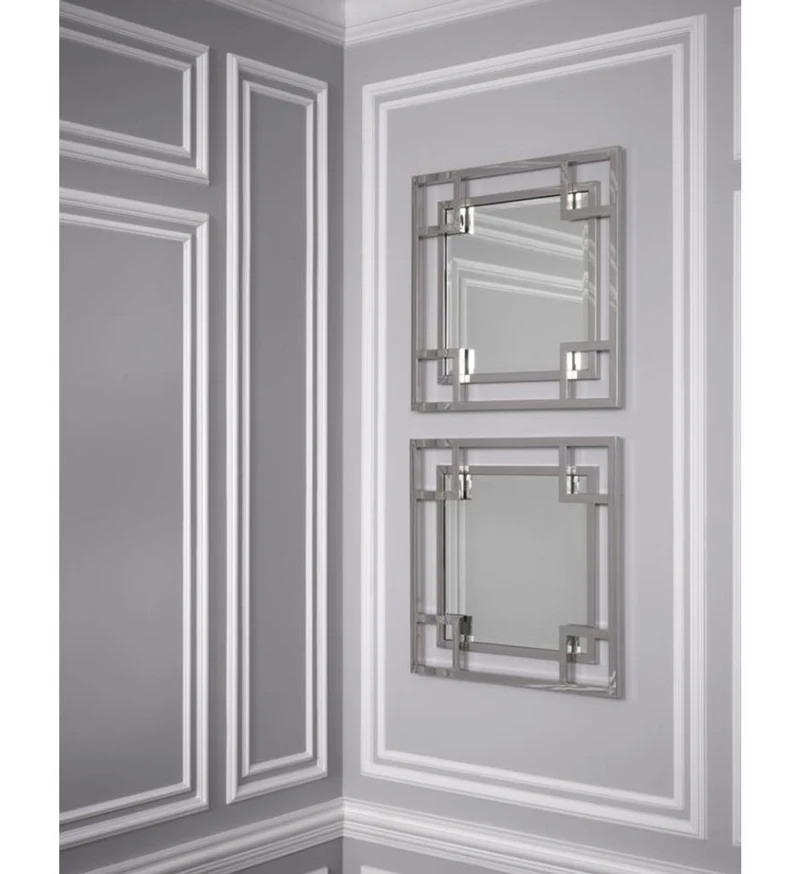 Casa Padrino Designer Wandspiegel Silber 90 x H. 90 cm - Luxus Spiegel