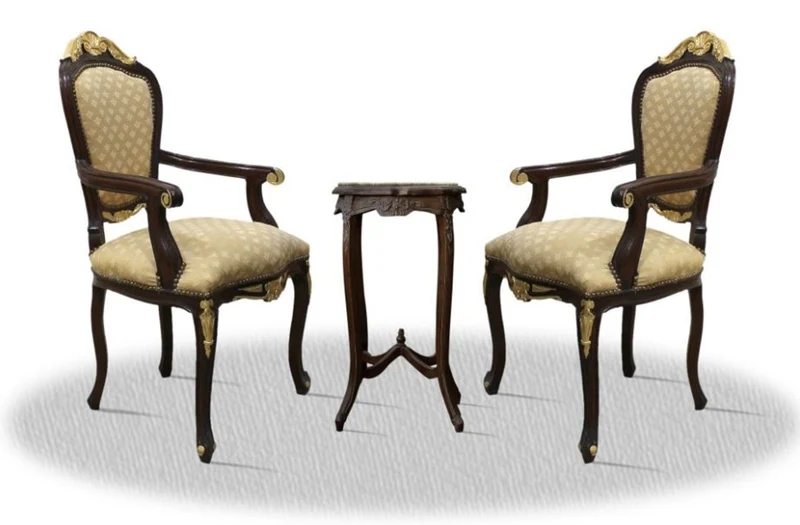Casa Padrino Barock Esszimmerstuhl Set mit Beistelltisch - Barock Möbel