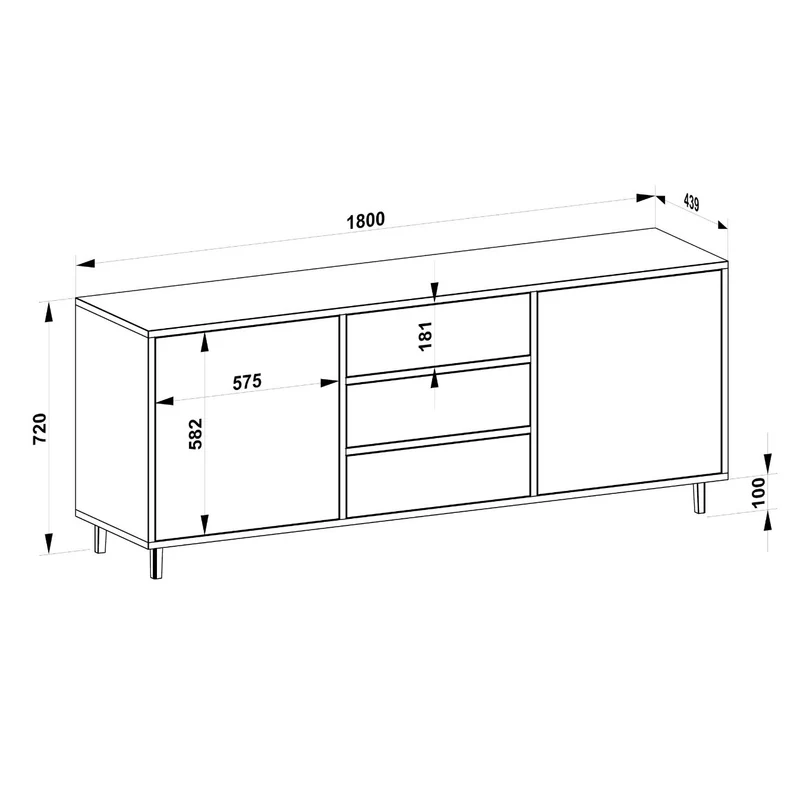 Sideboard Eiche Premium 180cm - Braun geölt