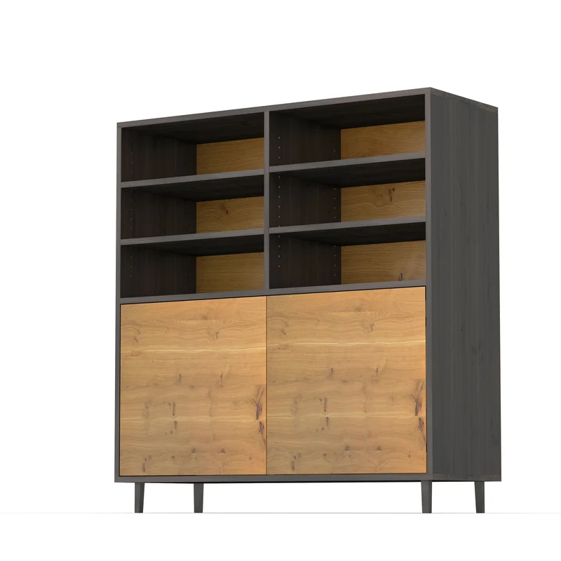 Highboard Eiche Rustikal Schmale Fuge - Natur/Schwarz geölt 120cm