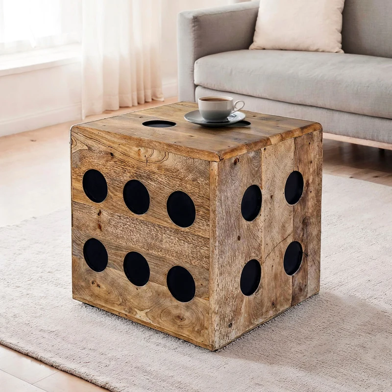 Würfelhocker Mango Massivholz 41x41x41cm Sitzwürfel Beistelltisch