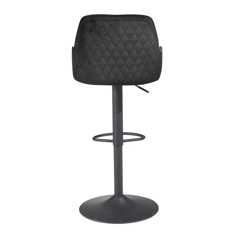 Barhocker Samt Schwarz höhenverstellbar 86-106cm Metallfuß gepolstert