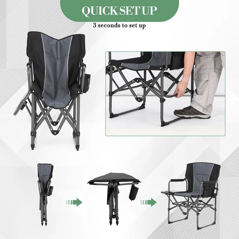 Oversized Heavy Duty Folding Camping Director Chair for Adults 🍁 All In One Marketplace Canada
