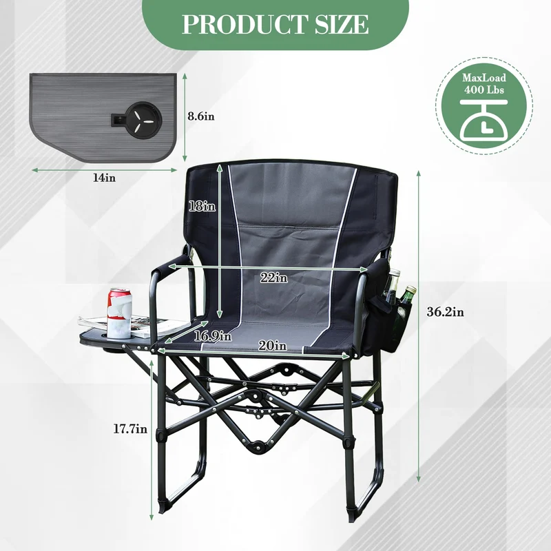 Oversized Heavy Duty Folding Camping Director Chair for Adults 🍁 All In One Marketplace Canada