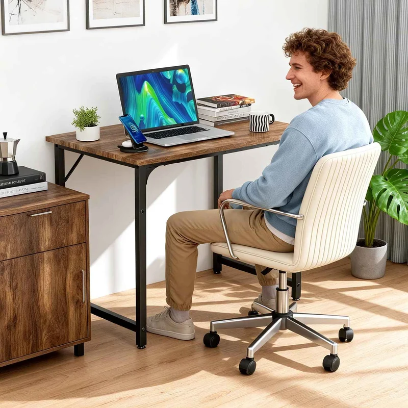 BestOffice Computer Desk,Home Office Desk Writing Study Table Modern Simple Style PC Desk with Metal Frame for Home Office 🍁 All In One Marketplace Canada