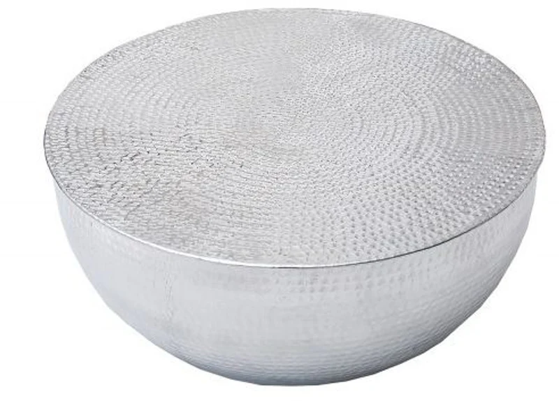 Casa Padrino Couchtisch Silber 68 cm Aluminium - Wohnzimmer Salon Tisch - Unikat