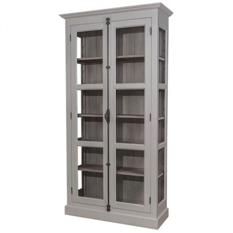 Casa Padrino Landhaus Vitrinen Schrank Küchenschrank 109 x H 210 cm- Esszimmer Schrank Wohnzimmer Antik Landhaus Stil