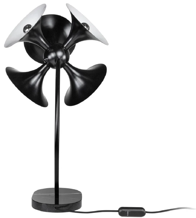 Casa Padrino Luxus Tischleuchte Schwarz / Weiß 41 x 41 x H. 77 cm - Schreibtischlampe - Aluminium Lampe mit Marmorfuß - Wohnzimmer Lampe - Büro Lampe