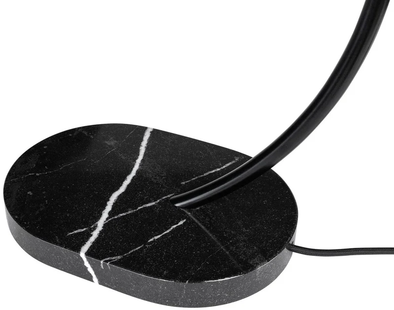 Casa Padrino Luxus Tischleuchte Schwarz / Weiß 41 x 41 x H. 77 cm - Schreibtischlampe - Aluminium Lampe mit Marmorfuß - Wohnzimmer Lampe - Büro Lampe