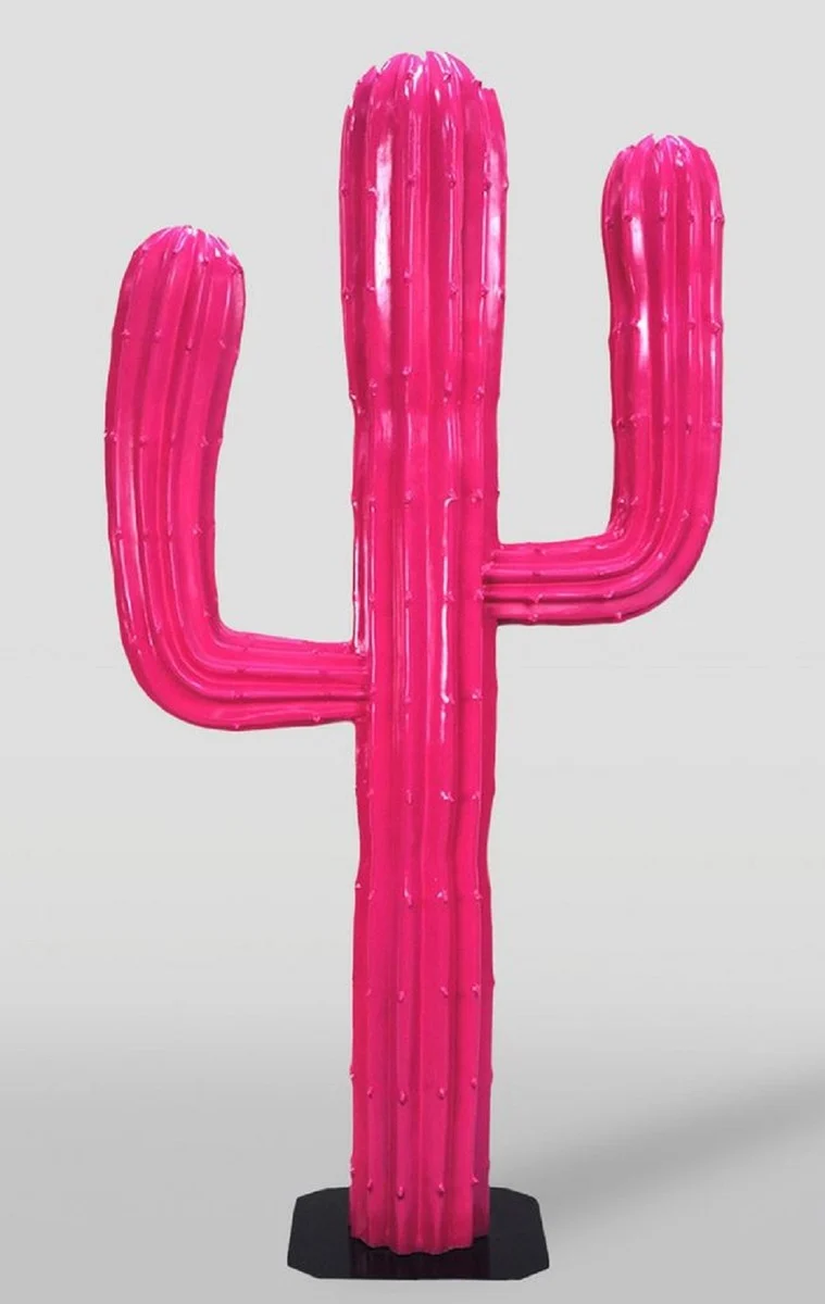 Casa Padrino XXL Deko Kaktus Rosa / Schwarz H. 180 cm