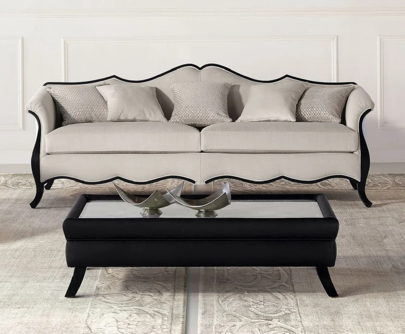Casa Padrino Luxus Art Deco Couchtisch mit Glasplatte Schwarz - Made in Italy