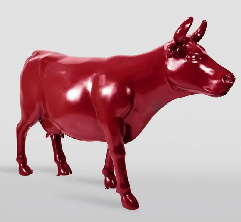Casa Padrino Luxus XXL Deko Skulptur Kuh Rot 225 cm