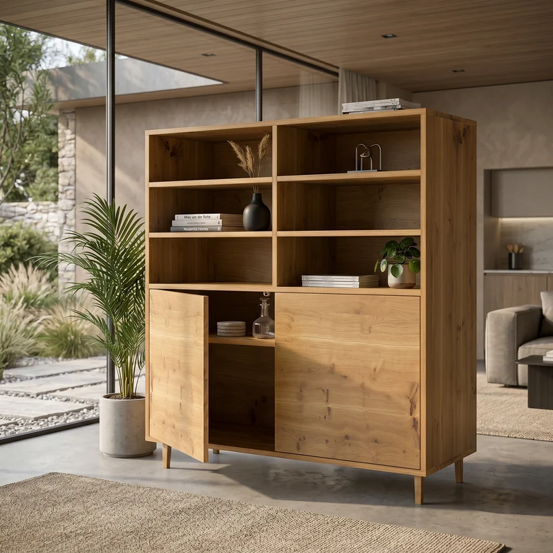 Highboard Eiche Rustikal Schmale Fuge - Natur geölt 120cm