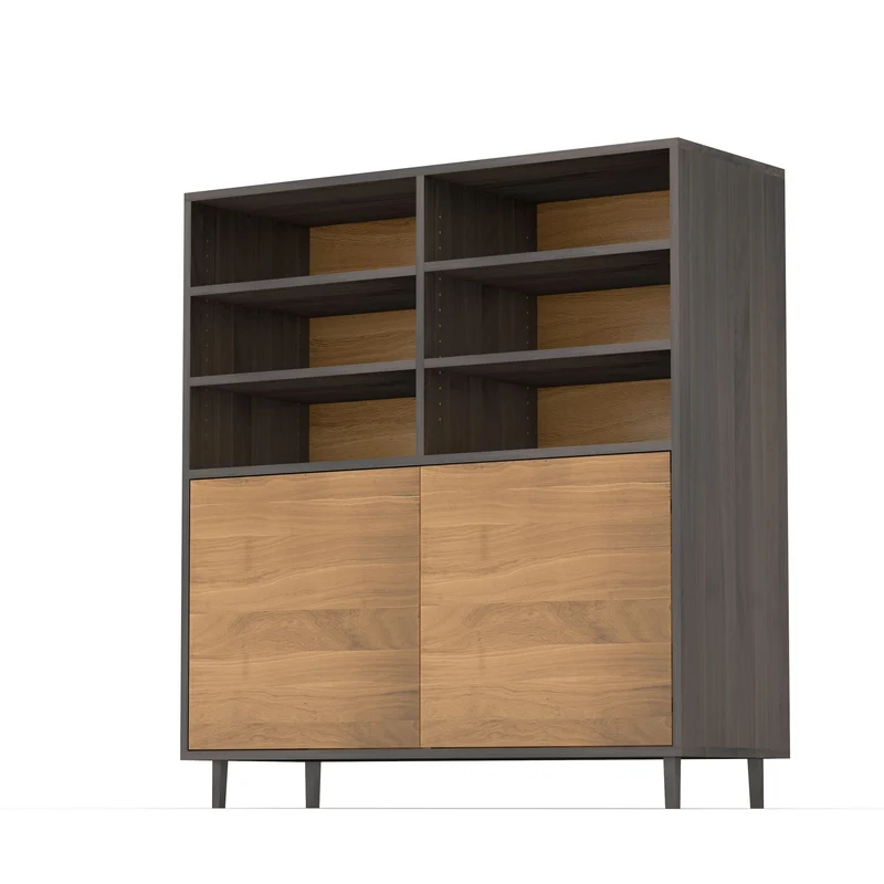 Highboard Eiche Premium Schmale Fuge - Natur/Schwarz geölt 120cm