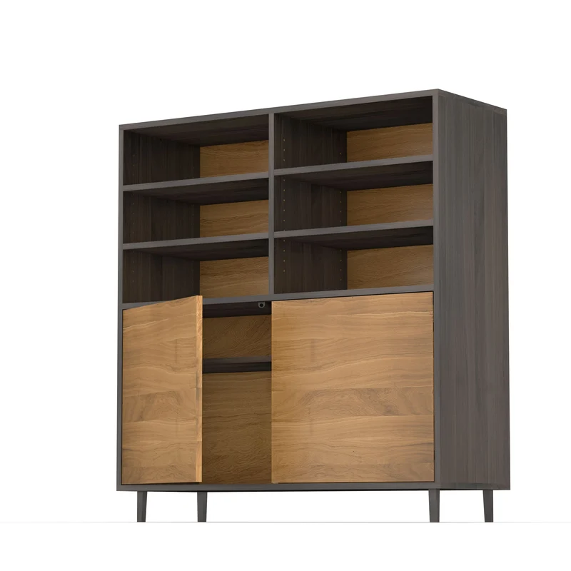 Highboard Eiche Premium Schmale Fuge - Natur/Schwarz geölt 120cm