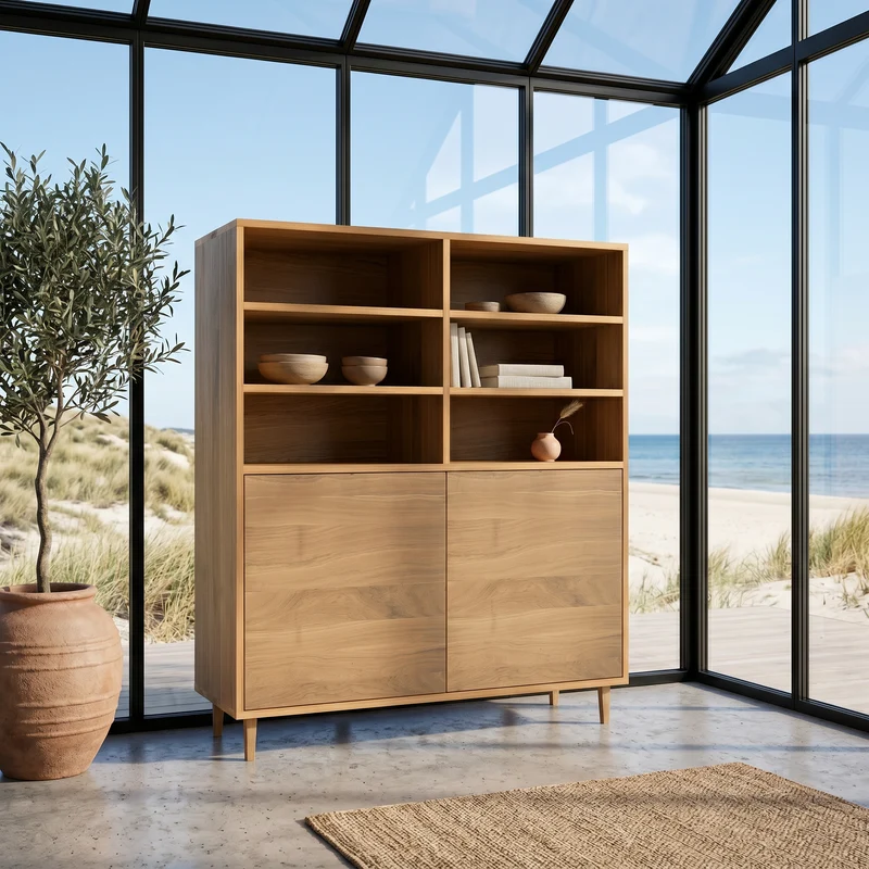 Highboard Eiche Premium Schmale Fuge - Natur geölt 120cm