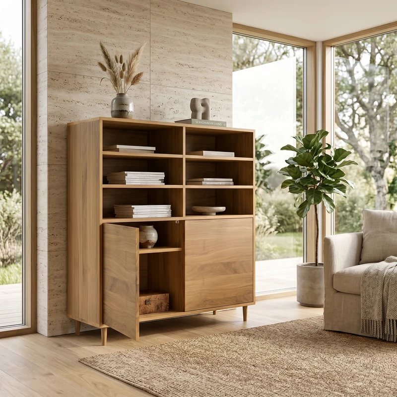 Highboard Eiche Premium Schmale Fuge - Natur geölt 120cm