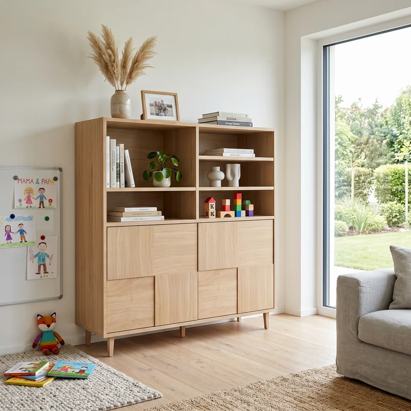 Highboard Eiche Premium Mosaik - Invisible geölt 120cm