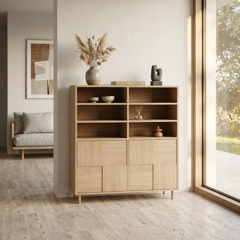 Highboard Eiche Premium Mosaik - Invisible geölt 120cm