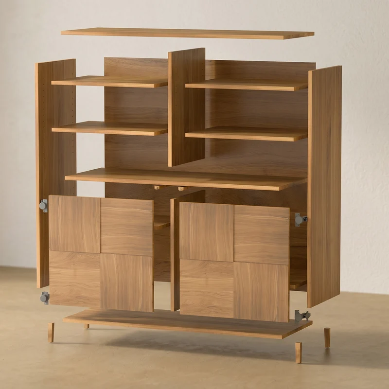 Highboard Eiche Premium Mosaik - Invisible geölt 120cm