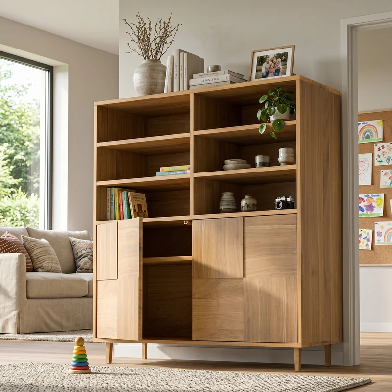 Highboard Eiche Premium Mosaik - Natur geölt 120cm
