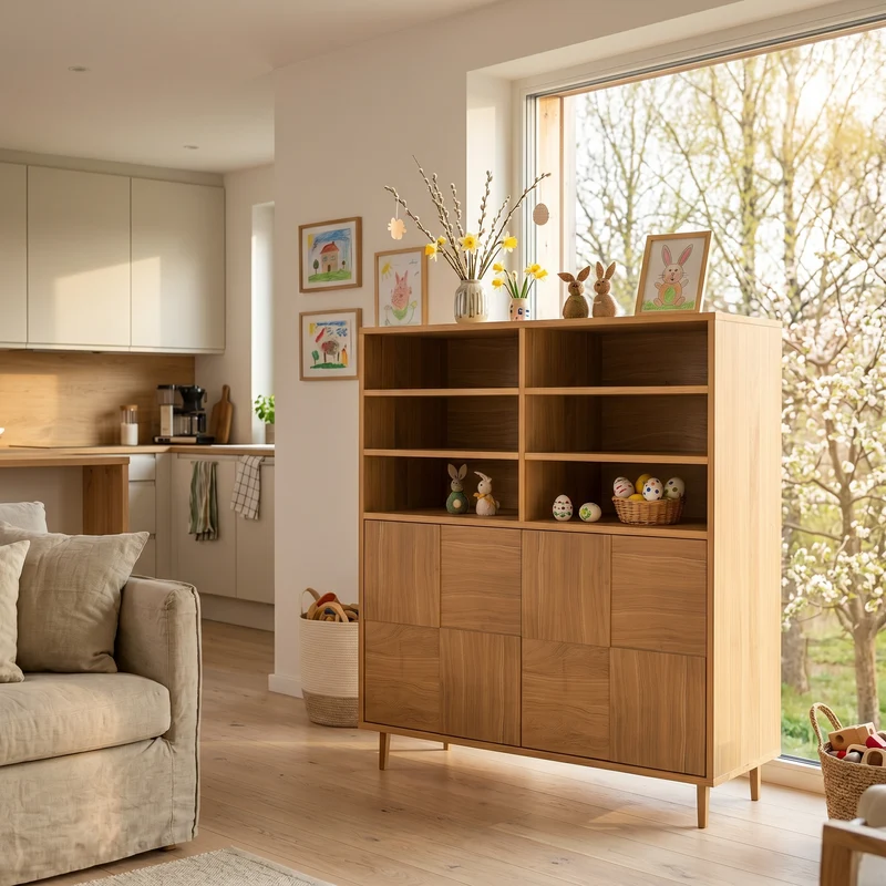 Highboard Eiche Premium Mosaik - Natur geölt 120cm