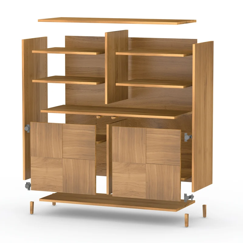Highboard Eiche Premium Mosaik - Natur geölt 120cm