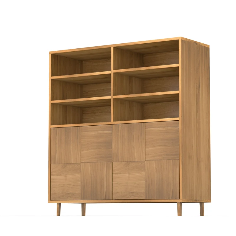Highboard Eiche Premium Mosaik - Natur geölt 120cm