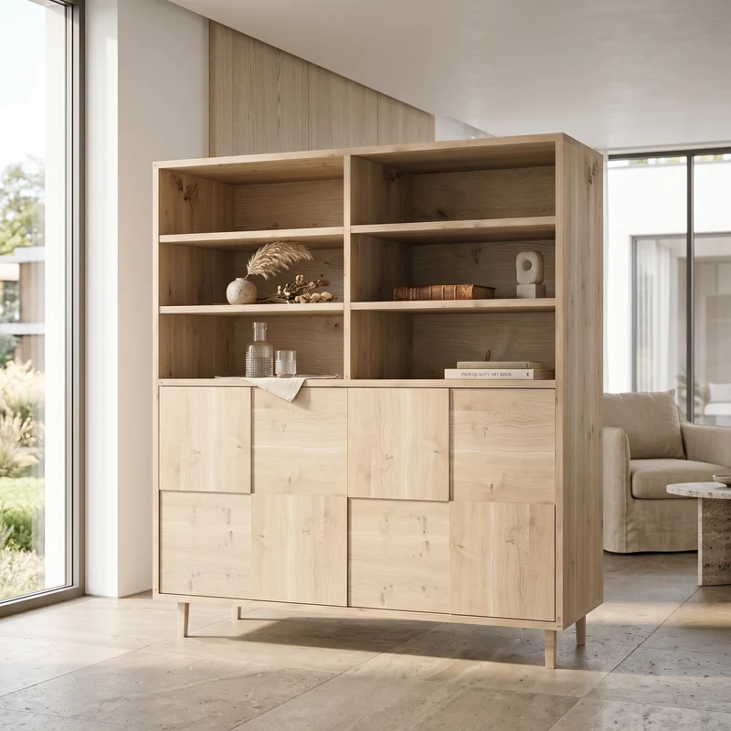 Highboard Eiche Rustikal Mosaik - Invisible geölt 120cm