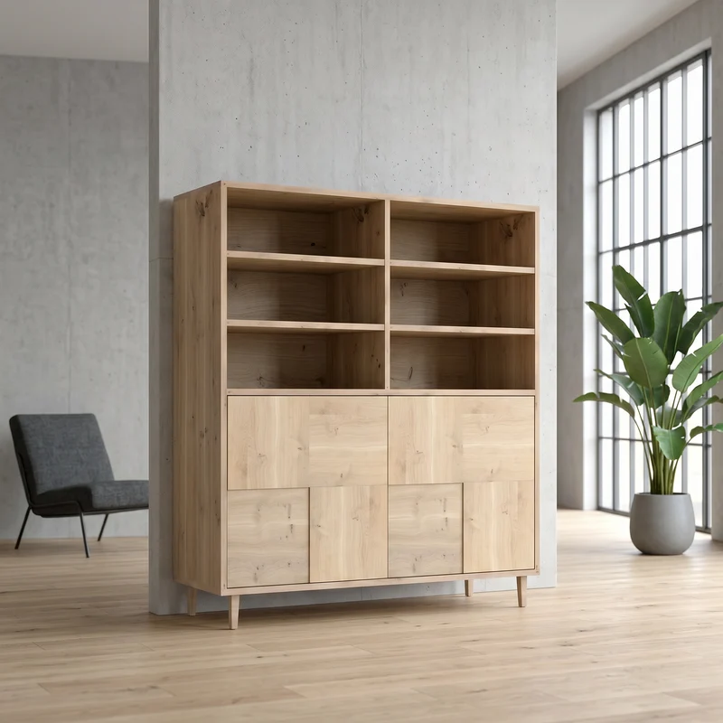 Highboard Eiche Rustikal Mosaik - Invisible geölt 120cm
