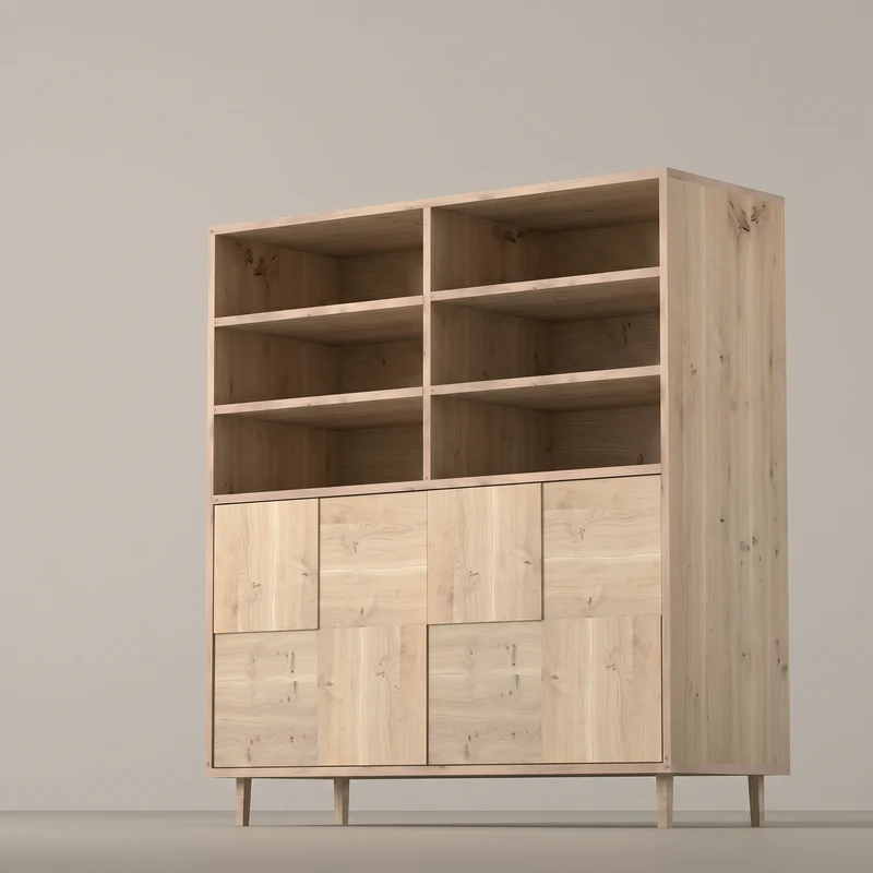 Highboard Eiche Rustikal Mosaik - Invisible geölt 120cm