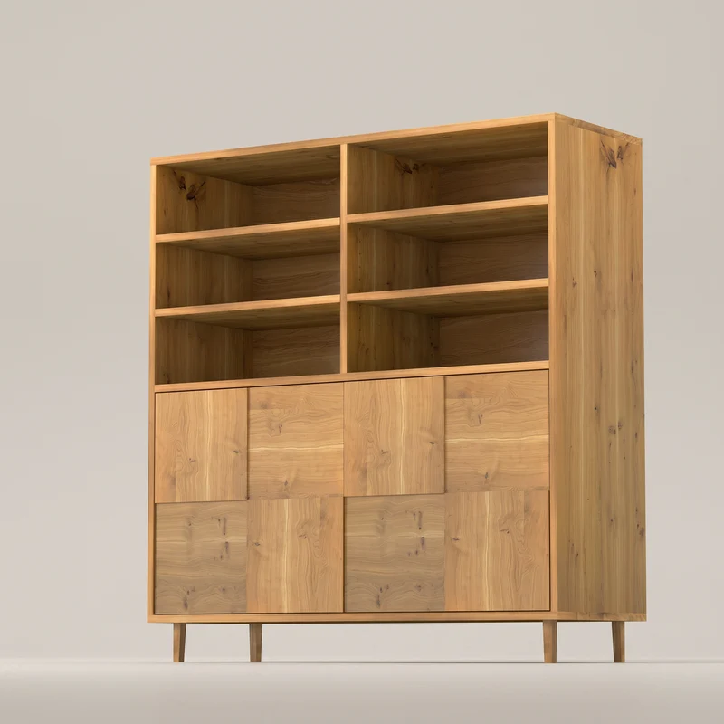 Highboard Eiche Rustikal Mosaik - Natur geölt 120cm