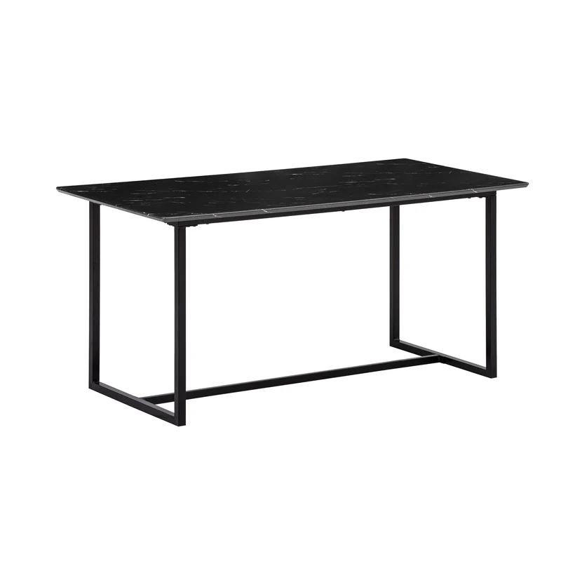 Esszimmertisch 200x90 Marmor-Optik Schwarz Metallbeine Modern