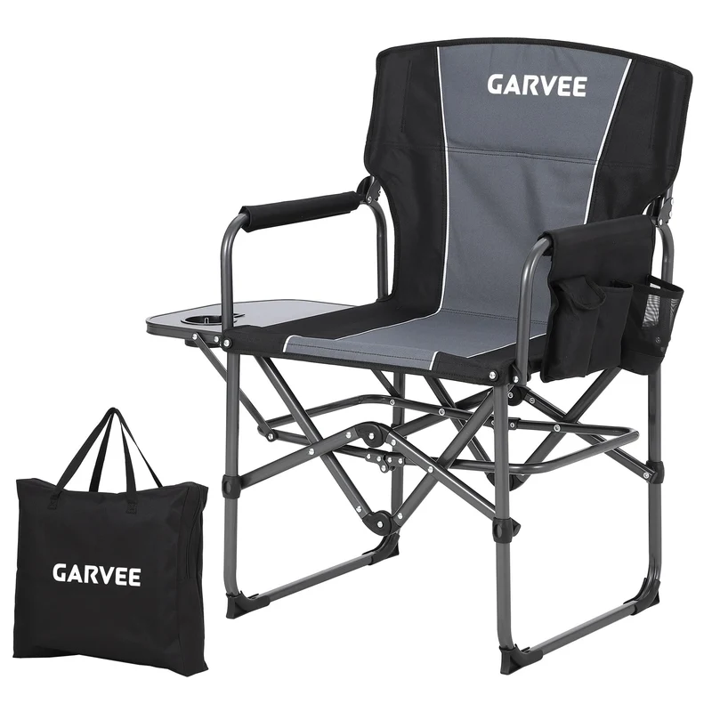 GarveeLife Oversized Camping Chair w/Side Table & Pocket,Outdoors, Black 🍁 All In One Marketplace Canada