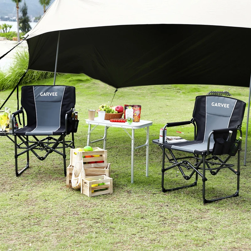 GarveeLife Oversized Camping Chair w/Side Table & Pocket,Outdoors, Black 🍁 All In One Marketplace Canada