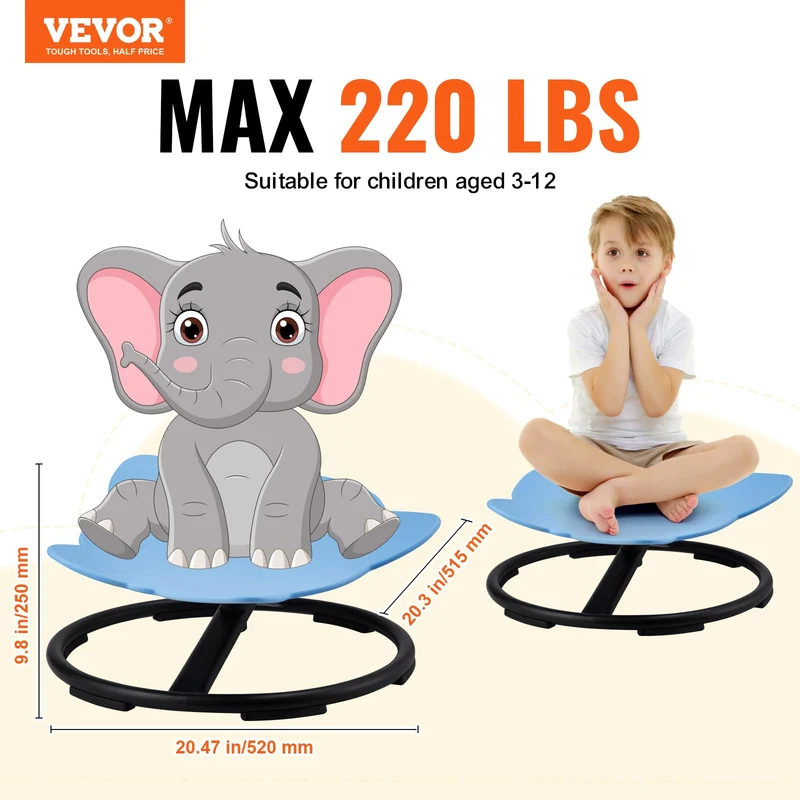 VEVOR Elephant Kids Swivel Chair, 220 LBS Capacity, 360° Spinning Chair, Autistic Kids Sensory Chair with Non-Slip Metal Base, Toddler Sit for Coordination Balance Focus Blue 🍁 All In One Marketplace Canada