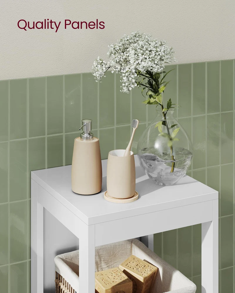VASAGLE Bathroom Floor Cabinet, Bathroom Storage Organizer Rack Stand, Multifunctional Corner Unit, 2 Drawers, 89 cm in Height, White UBBC42WT 🍁 All In One Marketplace Canada