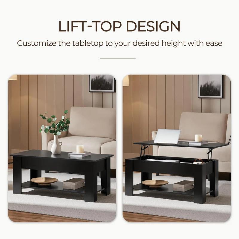 Yaheetech Coffee Table with Storage, Lift Top, 98cm L, Black 🍁 All In One Marketplace Canada