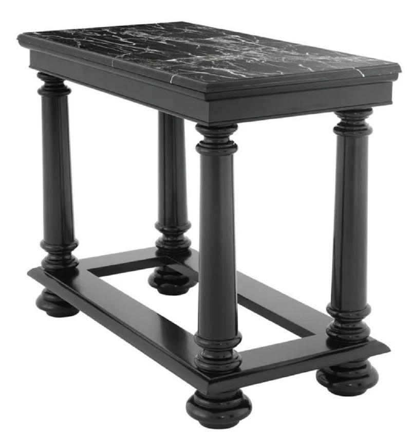 Casa Padrino Luxus Konsolentisch in schwarz mit schwarzer Marmorplatte 100 x 50 x H. 79 cm - Limited Edition