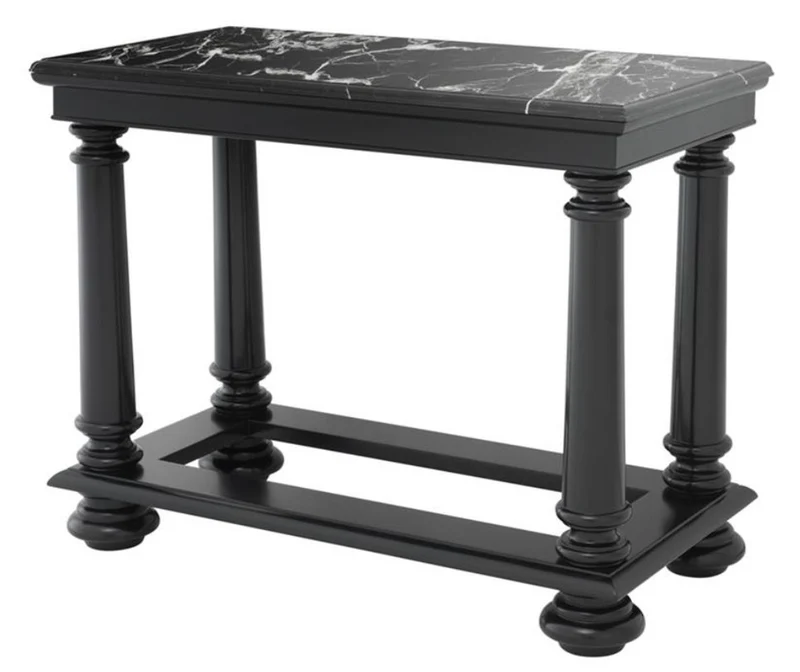 Casa Padrino Luxus Konsolentisch in schwarz mit schwarzer Marmorplatte 100 x 50 x H. 79 cm - Limited Edition