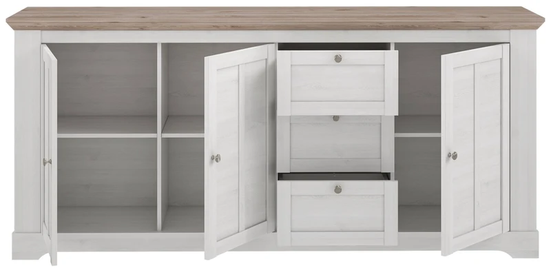 Sideboard ILOPPA 3 Türen 3 Schubladen Optik: Schneeeiche, von Forte