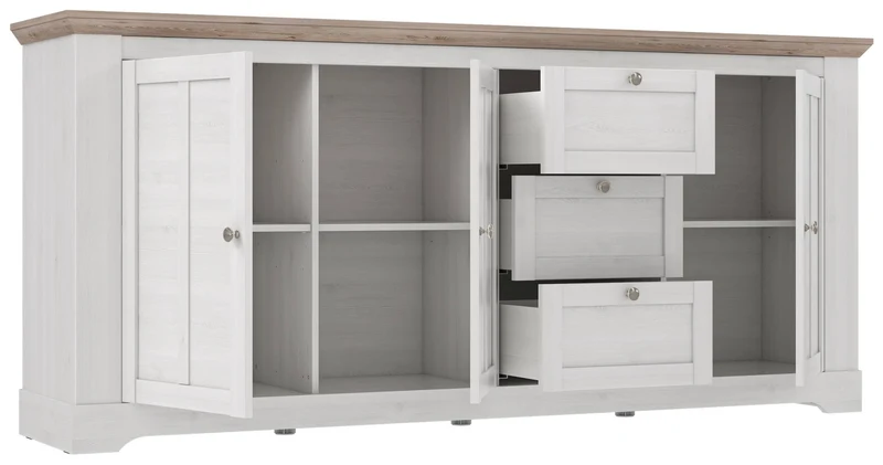 Sideboard ILOPPA 3 Türen 3 Schubladen Optik: Schneeeiche, von Forte