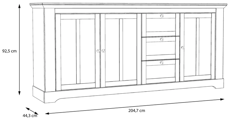 Sideboard ILOPPA 3 Türen 3 Schubladen Optik: Schneeeiche, von Forte