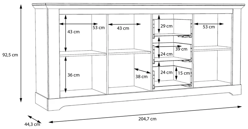 Sideboard ILOPPA 3 Türen 3 Schubladen Optik: Schneeeiche, von Forte