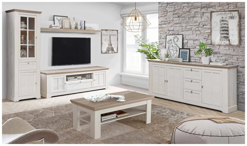 Sideboard ILOPPA 3 Türen 3 Schubladen Optik: Schneeeiche, von Forte