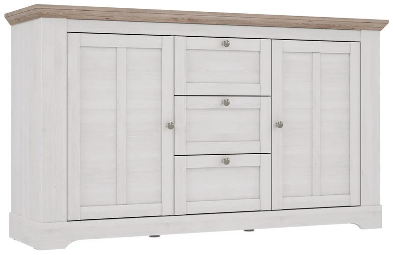Sideboard Kommode ILOPPA 2-trg. 3 Schubladen Optik: Schneeeiche, Forte